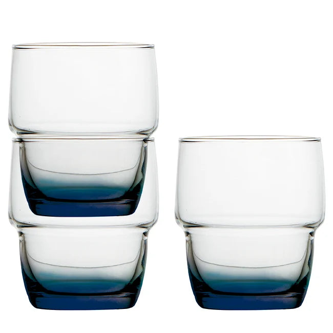 Set of 6 Ecozen glasses with non-slip base and stackable design – Party Blue