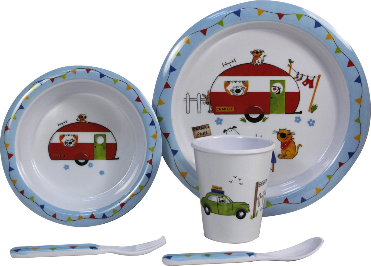 Детски меламинов комплект съдове Charlie & Friends – 5 части