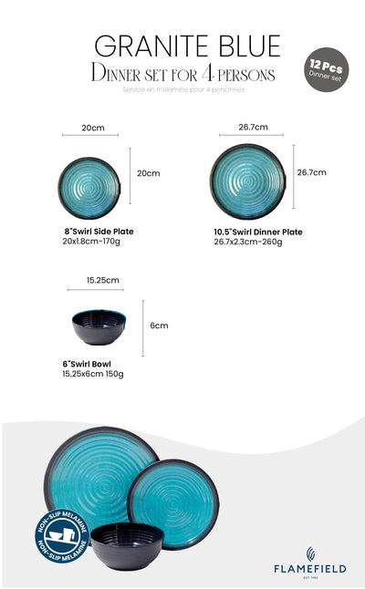 Меламинова странична чиния Granite Aqua, 1 бр.