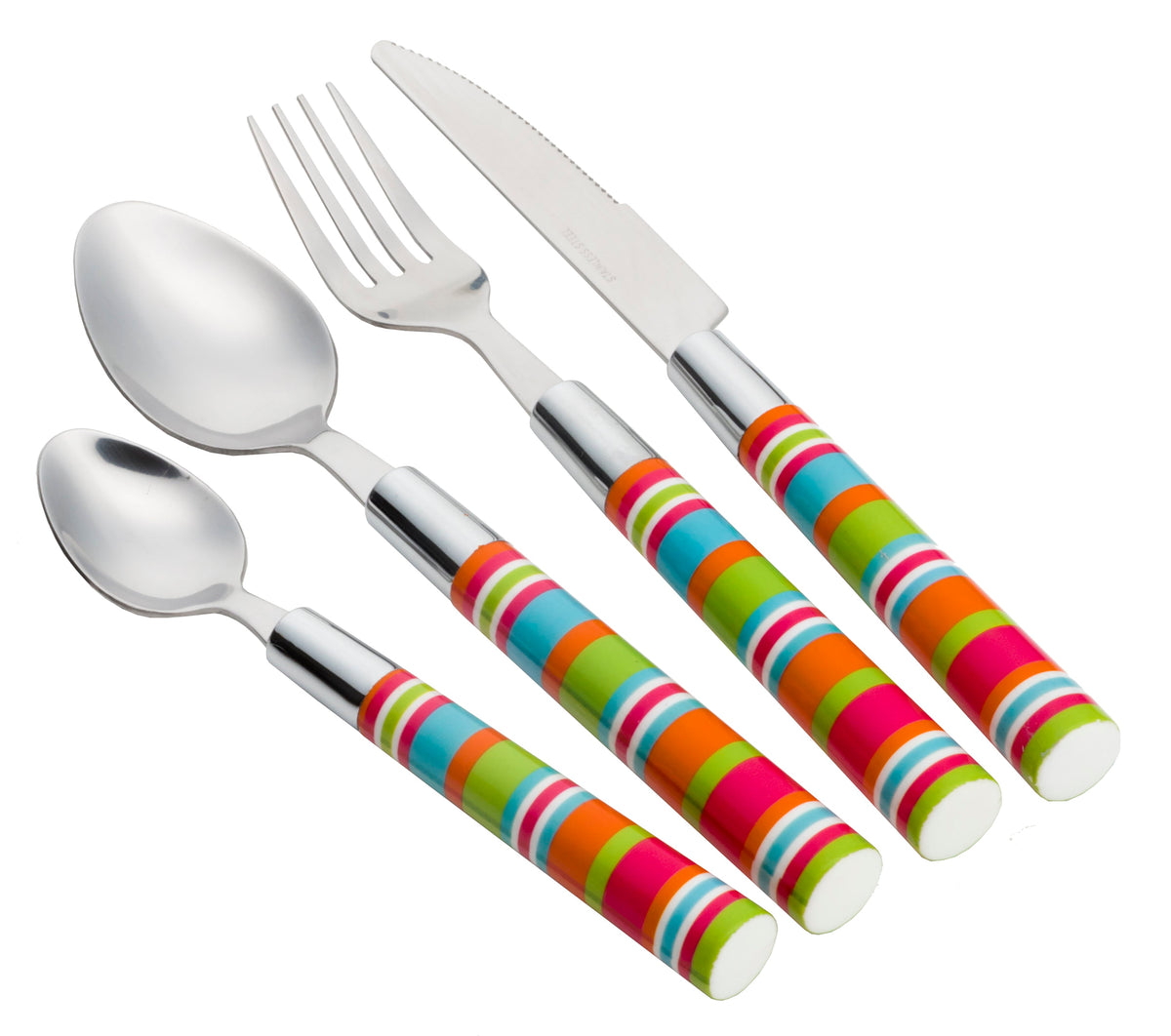 Комплект прибори за хранене Multi Stripe – 16 части, в кутия
